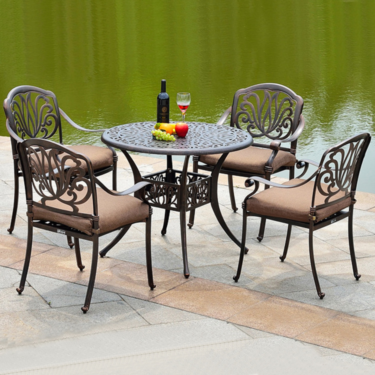 Aluminum cast aluminum garden tables and chairs