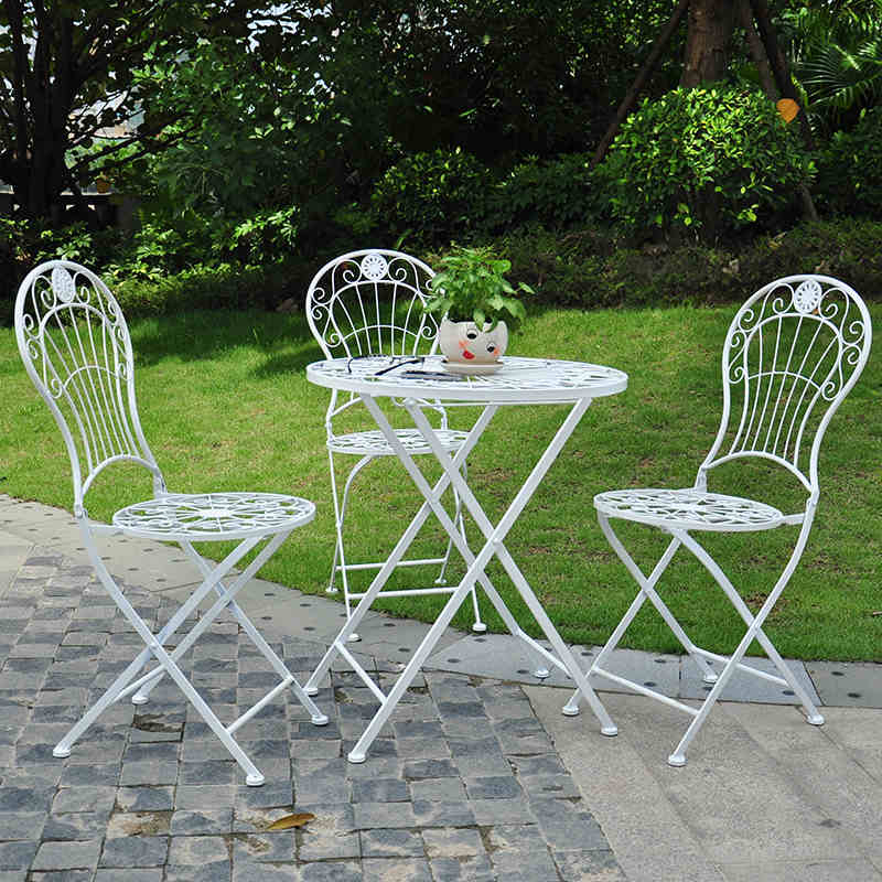 European-style iron art outdoor leisure table and chair