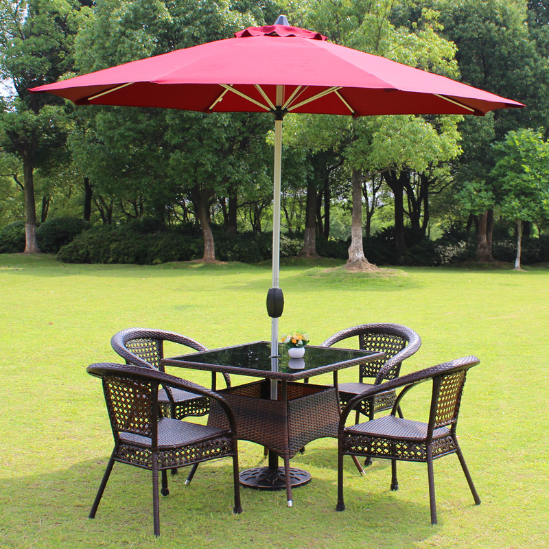 Imitation rattan rattan combination outdoor table chair umbrella