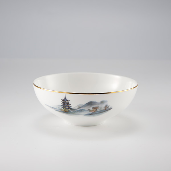 Blue water cloud sky bone China tableware table