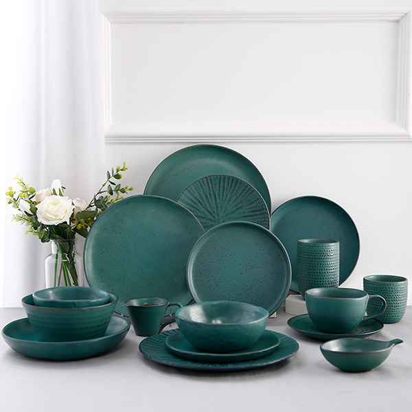 Turquoise green ceramic tableware