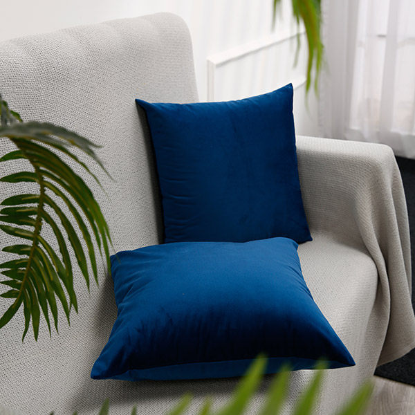 Blue flannel throw pillow