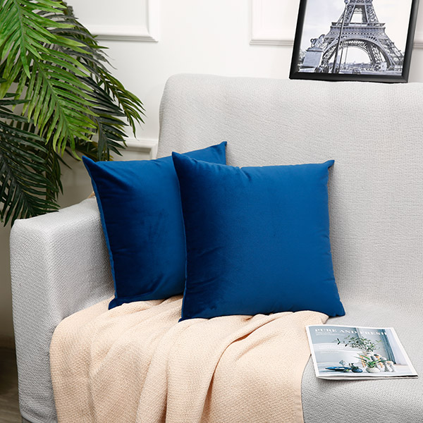 Blue flannel throw pillow