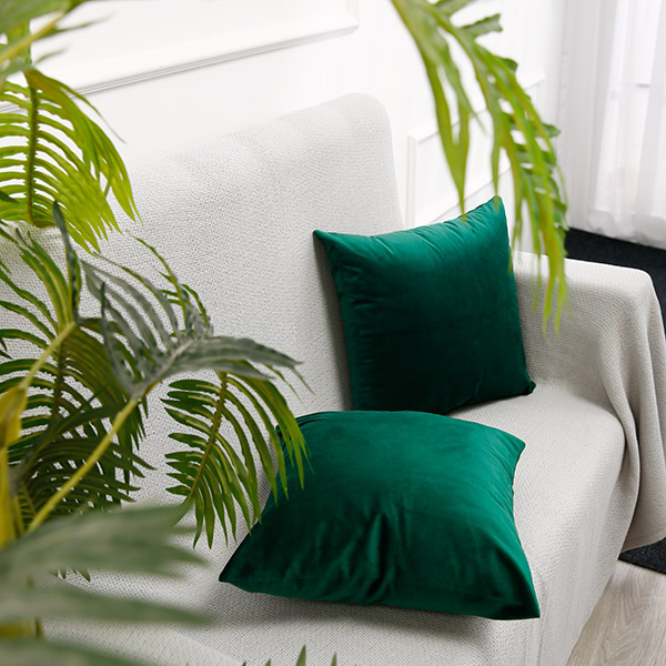 Green flannel throw pillow