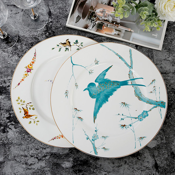 Bluebird tracing gold display plate